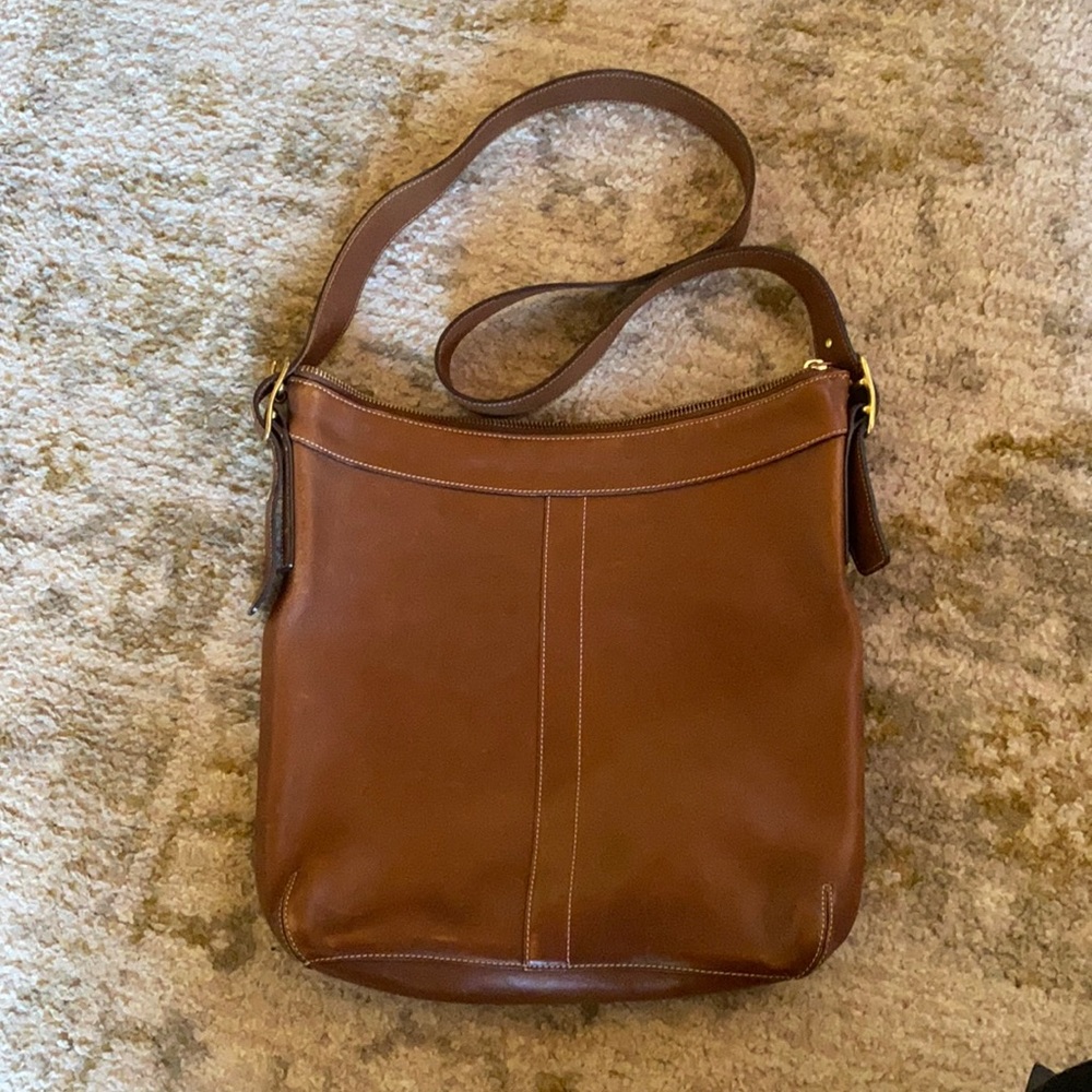 Coach brown leather messenger bag